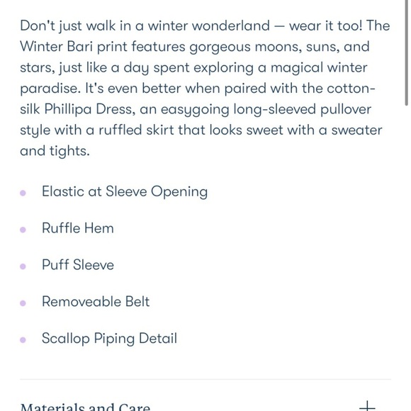 Roller Rabbit Winter Bari Philippa Dress Light Blue Winter Solstice Print S NEW - Picture 5 of 7